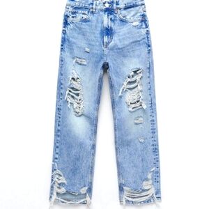 ZARA The Pepper Mom Cropped Distressed Jeans Size 4